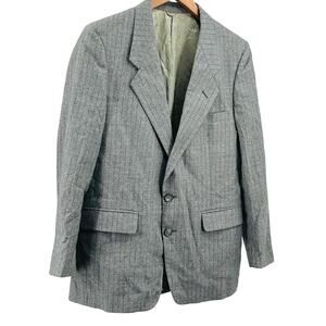 Vintage 80s Givenchy 100% Wool Gray Pinstripe Boxy Power Blazer Jacket